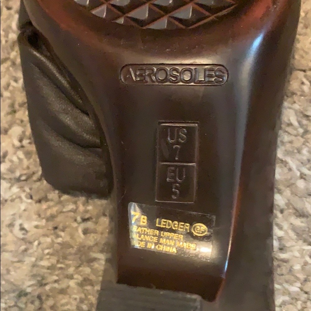 Brown Aerosole leather sandals with wooden heel - Picture 5 of 8